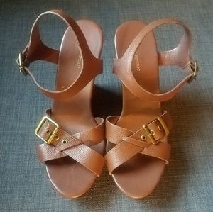 Banana Republic Brown Pebbled Leather Wedges